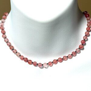 Cherry Quartz Short Necklace, Adjustable Beaded Necklace